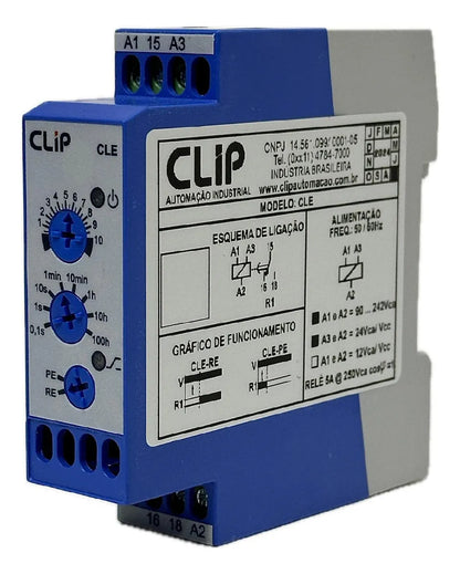 Relé Temporizador Clip Cle-2r Re / Pe Energização 2 Saidas